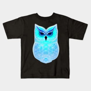 Blue Symmetrical Owl Kids T-Shirt